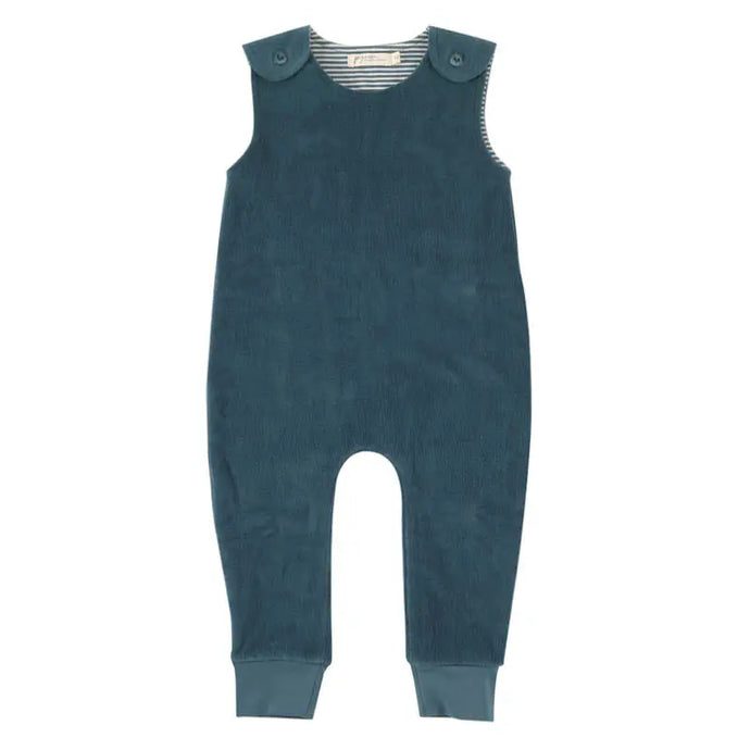 Blaugrüner Samt-Jumpsuit aus Bio-Baumwolle für Babys & Kleinkinder bei Klara & Anton